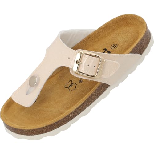 Palado 0027 Sandale Mädchen Zehentrenner Beige EU35