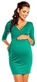 Beautiful maternity jersey dress with the original deep V-neckline cut perfect for breastfeeding.