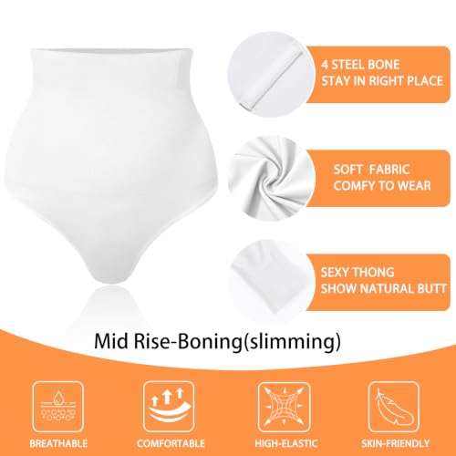 Image of Werena Tummy Control Thong Shapewear for Women High Waisted Body Shaper Panties Shaping Thong Girdle Underwear