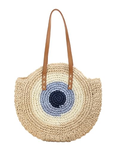 Women's Round Straw Bag Woven Bag Shoulder Bag Beach Bag Top-Handle Handbags