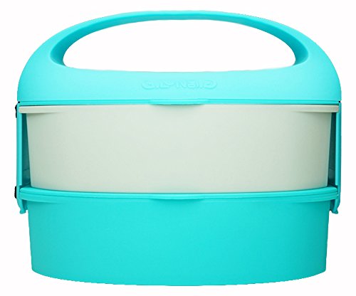 Outlook Design Perspectivas Diseño G. Bolsa Almuerzo Almuerzo con Dos Puertos Contenedores, Apto para microondas y Nevera, ABS y Mango de Silicona, Azul