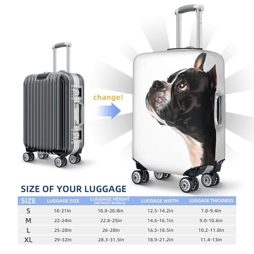 Black And White Boston Terrier Travel Luggage Covers - Elasticity Suitcase Covers Protector for Luggage 18-32 Inch2