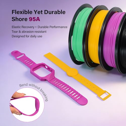 Image of Matte TPU Filament 1.75mm, 4x250g Multi-Color Set - Shore 95A Flexible TPU, Low-Gloss Matte Finish, Minimal Layer Lines, Rigid Matte Spool, for Phone Cases, Wearables & Functional Parts