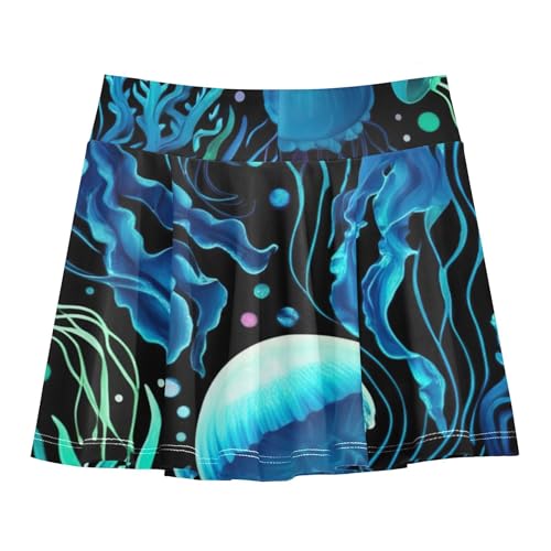 Joisal Toddler Tennis Skirts Blue Jellyfish Aquatic Plants Black Girls Skorts Athletic Shorts Pink Cute Girl Skort 4t2