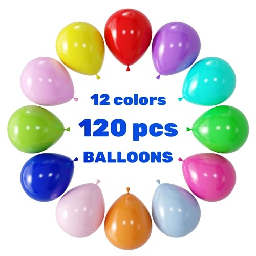Image of Voircoloria 120pcs Colorful Balloons 12inch Rainbow Latex Balloons for Boys Girls Birthday Baby Shower Gender Reveal Wedding Decorations