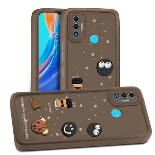 Image of AESTMO Back Case Cover for Tecno Spark 7 / 7T Cover | Cute Fun Cartoon 3D Ball | Coffee Silicone Case | Full Body Protection | Camera Protection Back Cover for Tecno Spark 7 / 7T (Brown)