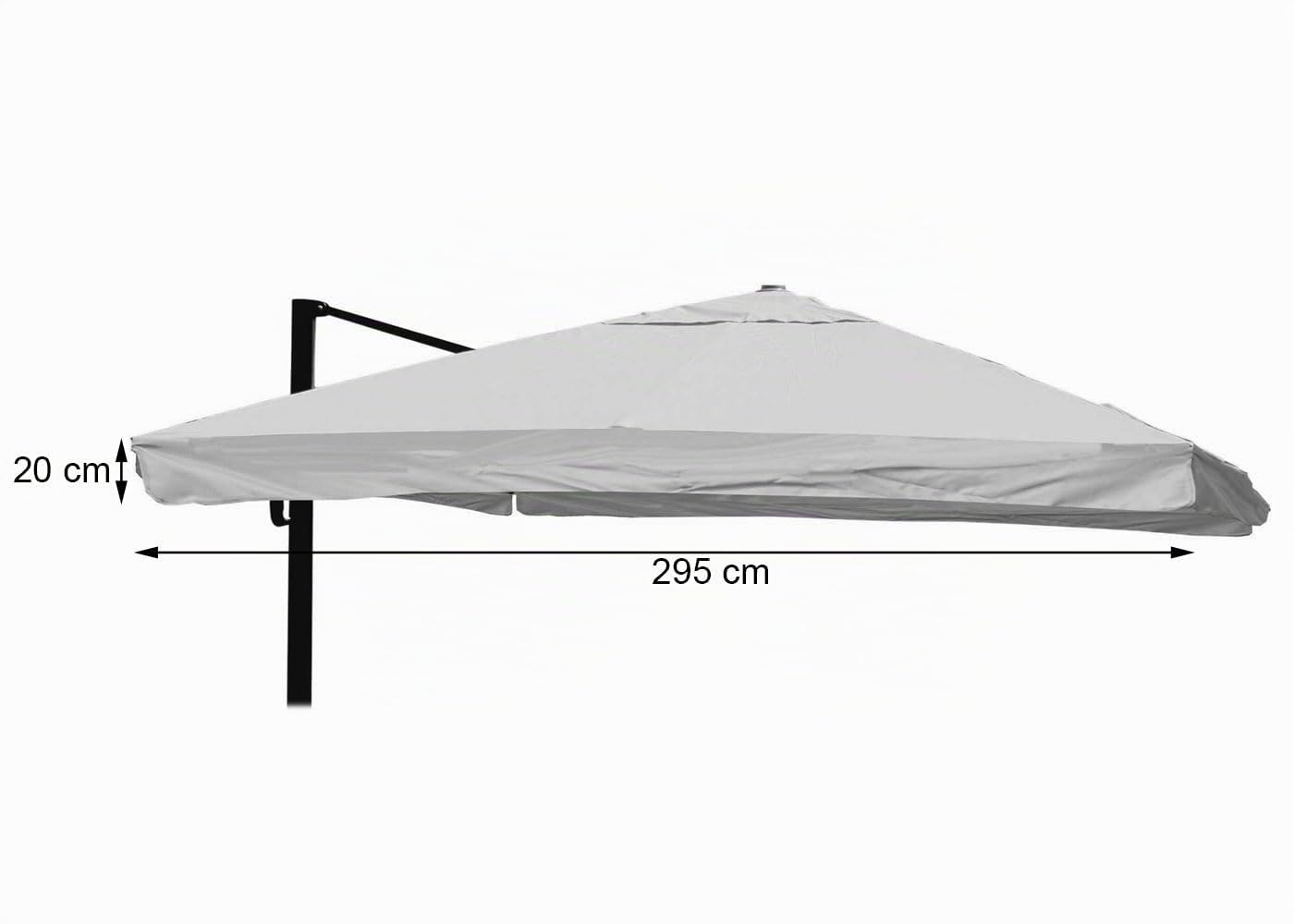 Mendler Ersatz-Bezug für Luxus-Ampelschirm HWC-A96 mit Flap, Sonnenschirmbezug, 3x4m (Ø5m) Polyester - Creme