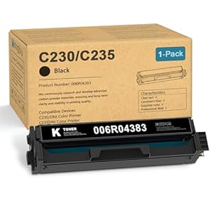 C230 C235 Black Toner Cartridge (with Chip) – 1 Pack C230/C235 Ink Cartridge, 006R04383 Toner Replacement for Xerox C230 C235 Color Printer