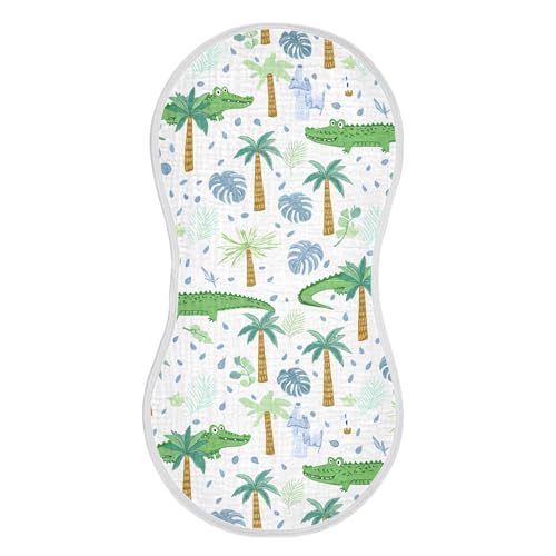 xigua Alligators Muslin Baby Burp Cloths Set of 1, Super Soft & Absorbent Burping Rags, Cotton Burp Clothes Shower Gift for Newborn, Baby Girls and Boys