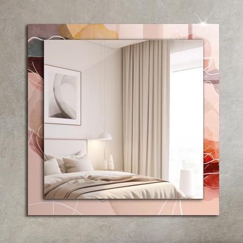 Déco murale moderne avec miroir graphique 60x60cm pour salon minimaliste