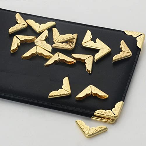 Image of 100Pcs Metal Book Corner Protector Albums Scrapbook Book Guard Edge Cover Folder File Corner Protectors Menus Corner Protectors Edge Guard Corner Decorative Protector Cover, Gold