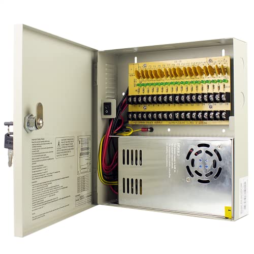 CCTV Power Supply 18CH Channel Port Box, CENTROPOWER Distributed Power Supply Output 12V DC for CCTV DVR Security System and Cameras, UL Listed **(30A)