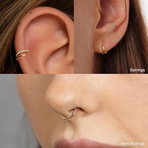 Gold Nose Rings Hoops 316L Surgical Steel Flower Nose Ring Silver Septum Rings 16g Clicker Daith Hinged Piercing Jewelry Gifts 1.2 * 8mm4