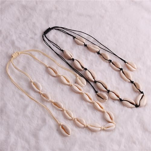 Dreuyet Puka Shell Necklace for Men Women Bohemian Handmade Natural White Colorful Irregular Shell Choker Necklace Adjustable Seashell Necklace Cowrie Hawaiian Summer Beach Boho Jewelry Gifts 6