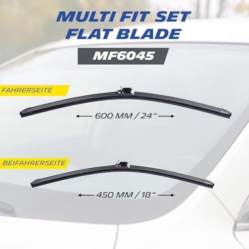 MICHELIN Windscreen Wiper Multi Fit Set MF6045 | 600 mm / 450 mm | Windscreen Wiper Set | Aerodynamic, Low Noise, Easy Installation