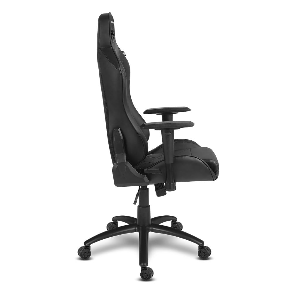 Alpha Gamer Atena - Silla Gaming de Cuero PU, Ergonómica, Reposabrazos Ajustables, Cojín Cervical y Lumbar, Base de Metal, 150KG - Negro