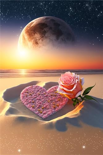 Peinture diamant 5D complet motif plage de roses de format géant 100x130cm