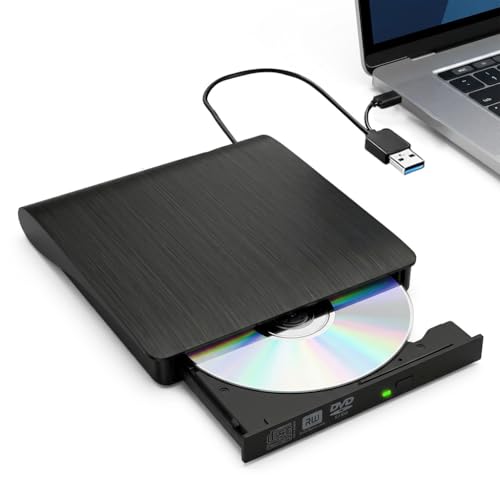 DUSEKI Grabadora CD/DVD Externa USB 3.0 y Type C Portátil CD/DVD +/ RW Drive Lector DVD Externo Plug & Play para Windows 11/10/8/7/XP/Vista Linux MacOS Laptop Desktops