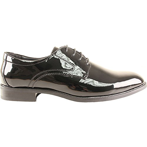 VANGELO Men's Tuxedo Shoes TAB Dress Shoes Oxford Wrinke Free Black Patent 8M4