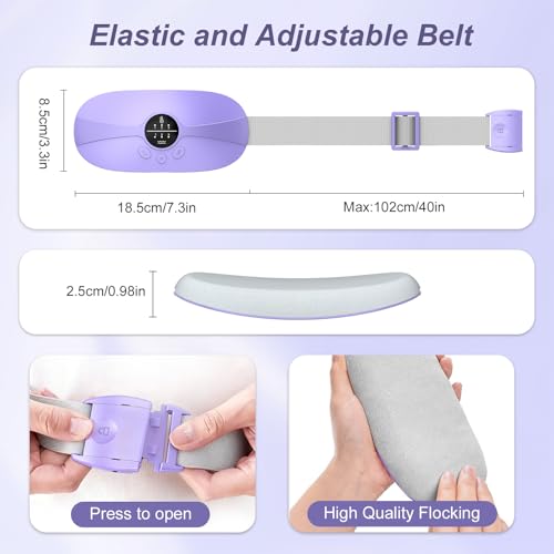 Image of Portable Cordless Heating Pad, 5s Fast Heating, 3 Heat Levels and 3 Massage Modes, Menstrual Heating Pads for Women and Girls (Purple)