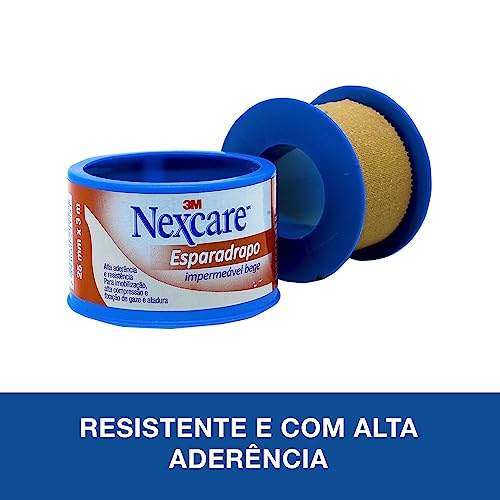Nexcare, 3M, Esparadrapo Impermeável, Bege, 25mm x 3m