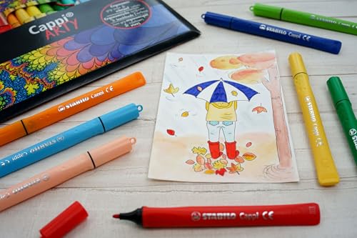 Image of STABILO Felt Medium Tip Pen Cappi Arty - Wallet of 18,+ 2 Cap-Rings, Multicolor