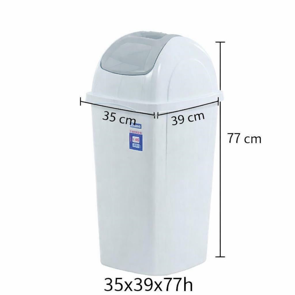 Pattumiera con Coperchio Basculante cm 35x39x77h 65L Bianca – Bidone Spazzatura per Casa Bar Lido Ufficio Ristorante