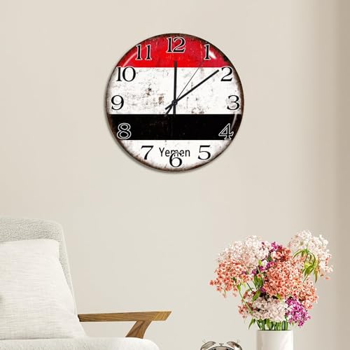 Horloge murale Yémen de 38cm : pendule silencieuse rustique à piles - 6