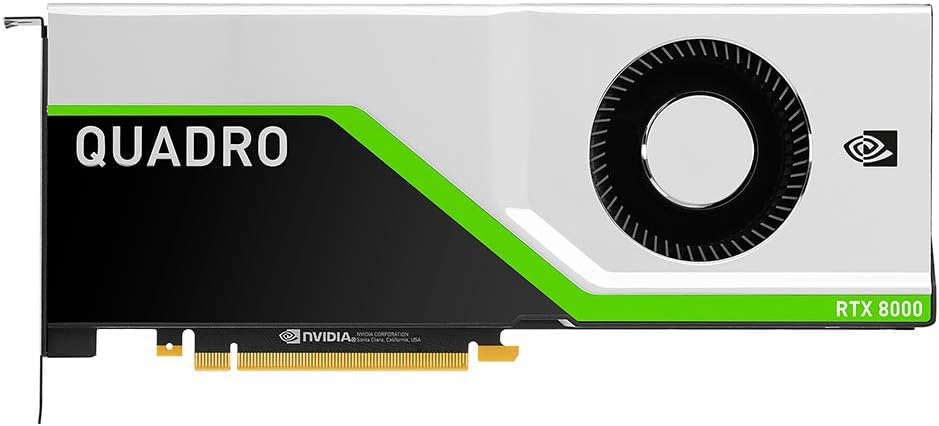 NVIDIA PNY Quadro RTX 8000 - Tarjeta gráfica profesional PCIe Express (48 GB, GDDR6, 4 puertos DisplayPort, 1 USB C, en caja lisa)