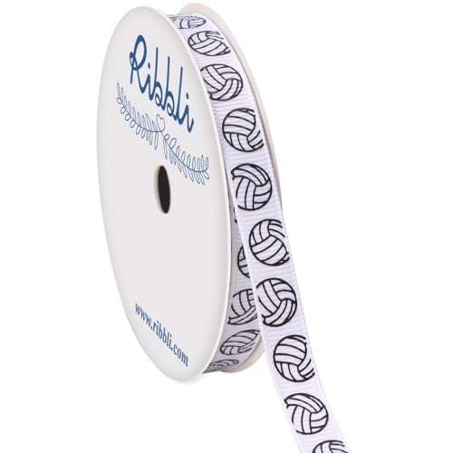 Ribbli Volleyball Grosgrain Ribbon 3/8-Inch x 10-Yard Use for Team Hair Bows Wreath Sport Lanyards Gift Wrapping Party Decoration