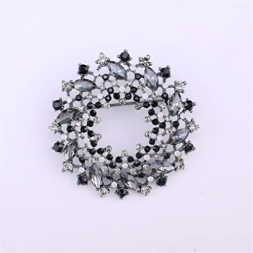 Broche ronde en verre bleu marine 4.5cm pour fixer une écharpe de mariage