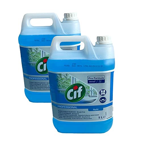 CIF Profi Glasreiniger Scheibenreiniger Fensterreiniger Fensterputz Spiegel und Glasflächen Reiniger fettlösend - Made in germany (2 x 5L Kanister)
