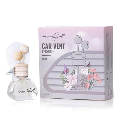 Image of Aromahpure Premium Car Perfume Vent Clip |14 ML |Musk Fragrance Car Air Freshener |Natural Essential Fragrance Oils in Glass Bottle with Wooden Reed Sticks|Last upto 30 days, IFRA certified