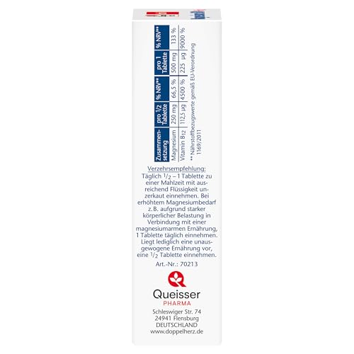 Doppelherz Magnesium 500 + B12 2-Phasen – Hochdosiert mit 500 mg Magnesium pro Depot-Tablette – 30 Tabletten
