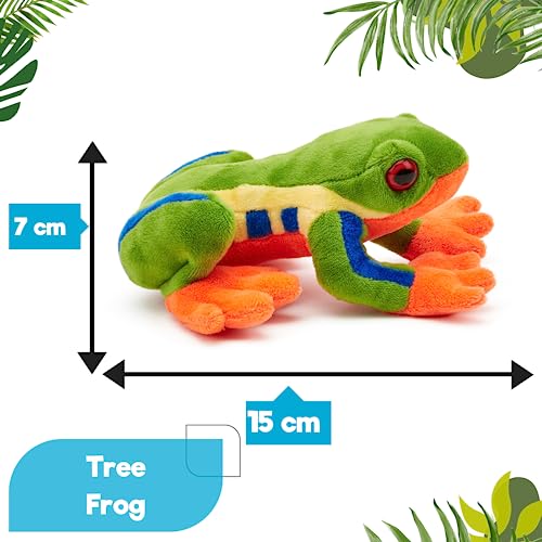 Zappi Co 100% recyceltes Plüsch-Baumfrosch Spielzeug (15cm Länge) Gestopftes, weiches, kuscheliges, umweltfreundliches Tiersammlung für das Neugeborene Kind, erstes Kind