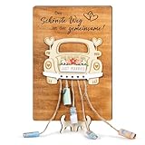 BOFUNX Hochzeitsgeschenke für Brautpaar Holz Hochzeitskarte Geld Geldgeschenke Hochzeit Hochzeit Geldkarte 3D Hochzeitsauto Geldgeschenk Verpackung mit Umschlag