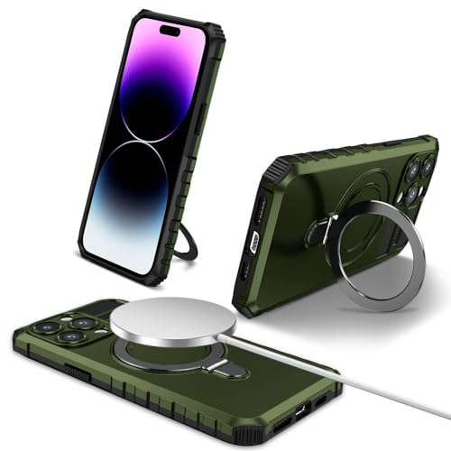 Coque avec anneau magnétique pour iPhone 12 ENILSA support béquille vert