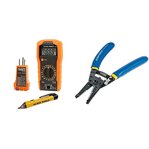 Klein Tools 69149 Multimeter Test Kit, 11055KLE 11055 Wire Cutter and Wire Stripper, Stranded Wire Cutter, Solid Wire Cutter, Cuts Copper Wire Blue/Yellow