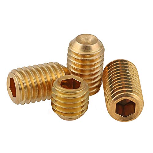 ANSIEDIO Cup Point Hex Socket Set Screws Brass Grub Screw Bolts - M6×12mm,10 pcs