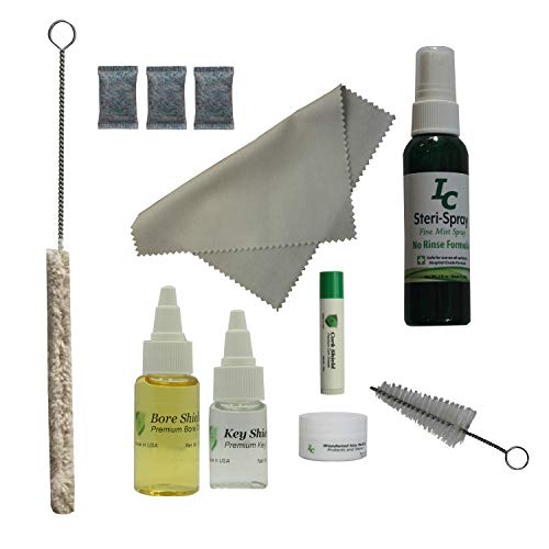 Deluxe Clarinet Care Kit, Bore Oil, Key Oil, Polishing Cloth, Cork Grease, Cotton Swab, Mouthpiece Cleaner, Mouthpiece Brush, Ant-Tarnish Packets #TOP30