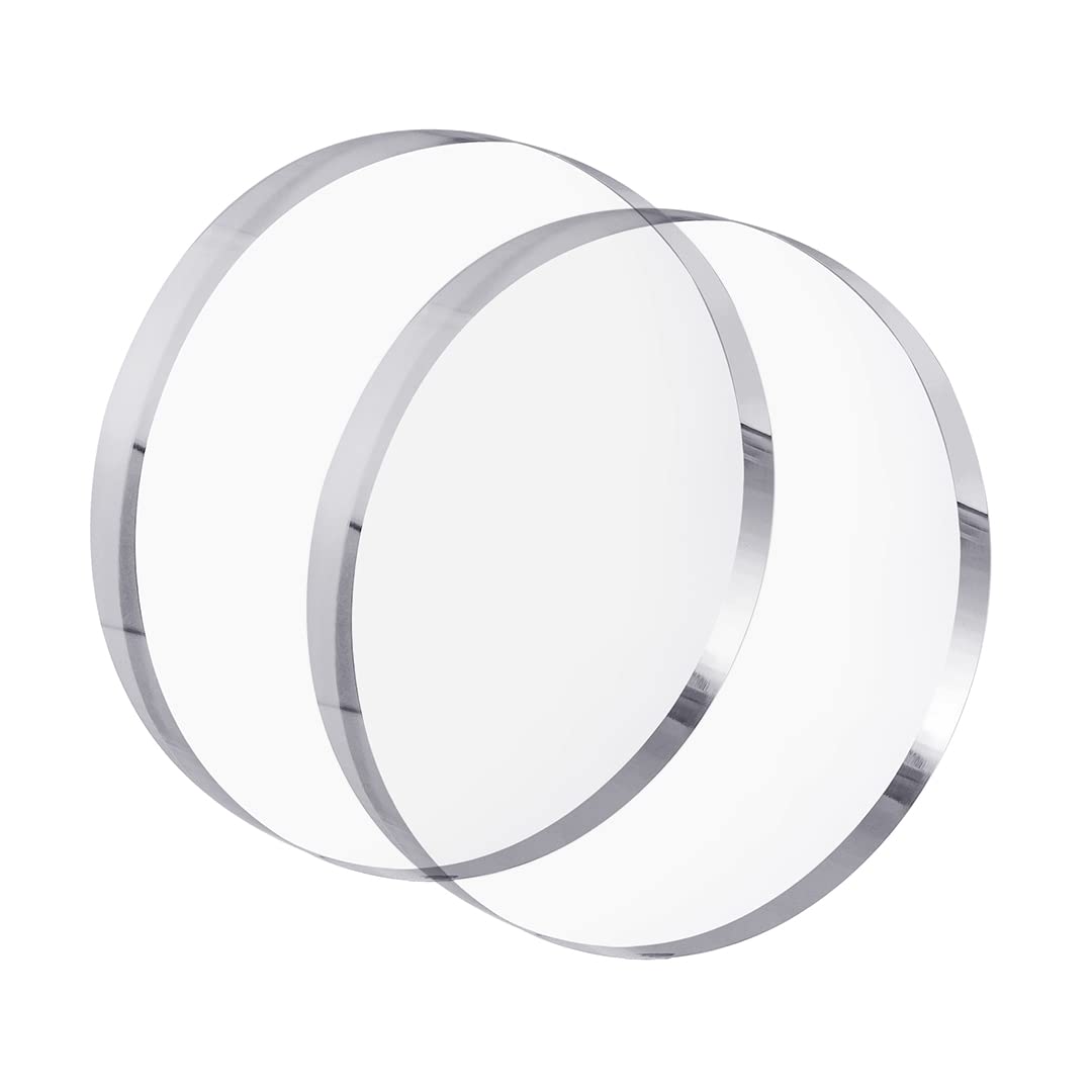 1in Thickness 7in Diameter Acrylic Disc Display Block Clear Polished Round Pedestal Stand Riser 7" x 7" x 1", 2 Pack