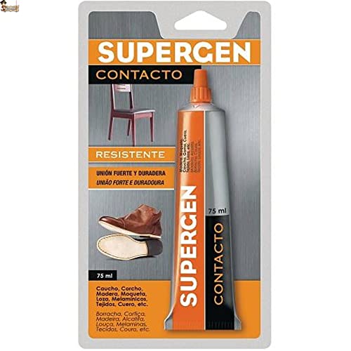 BricoLoco.com Pack 3 tubos Pegamento de contacto Supergen extrafuerte. Profesional. Madera, calzado, caucho, corcho. Uniones resistentes y duraderas. Bricolaje y reparación. (3, 75 ml.)