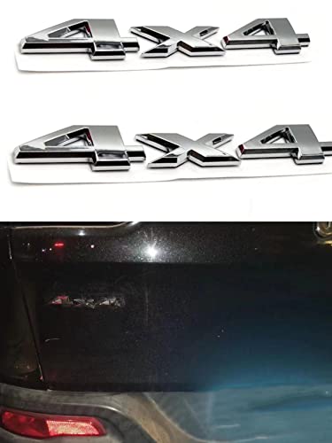 Image of 2PCS New 3D Zinc Alloy 4 x 4 Emblem Badge for Truck /SUV /Pickup Rear Tailgate Tail Gate Door 1500 2500 3500 (Silver)