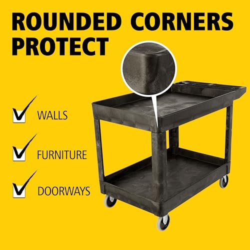 Rubbermaid FG452089BLA Heavy-Duty Flat Handle 2 Shelf Cart, 45.94" x 10.46" x 10.46"