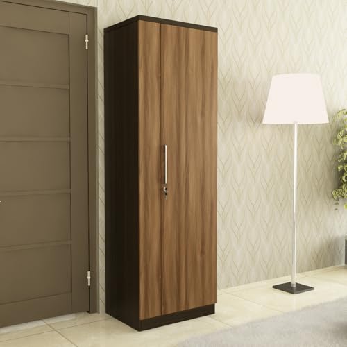 Image of Spacewood Ken Wardrobe | 3 Year Warranty | Almirah, Cupboard, Almari, 1 Door Wardrobe, 1 Hanging Space|Engineered Wood| Walnut Bronze