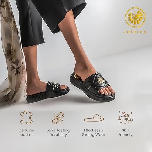 JATAREA Platform Women Sandal - Round Open-Toe Leather Summer Sandals for Women2
