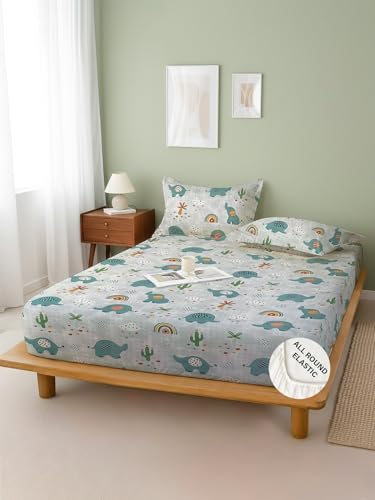 Image of Weave & Decor Printed Kids Bedsheet Double Bed 72x72x8 Inches, Wrinkle-Free with 2 Pillow Covers 20x30 Inch