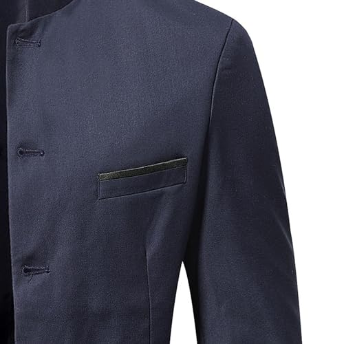 Mens Stand Mandarin Collar Suit Blazer Jackets Single Breasted Business Dress Coat Lightweight Lined Sport Coats4