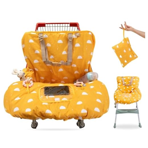 Shopping Cart Cover for Baby Girl & Boy | Water Resistant High Chair Cover w/Phone Pouch & Pocket | Gender Neutral Cart Cover for Babies | Padded Grocery Cart Cover for Baby | (Yellow)