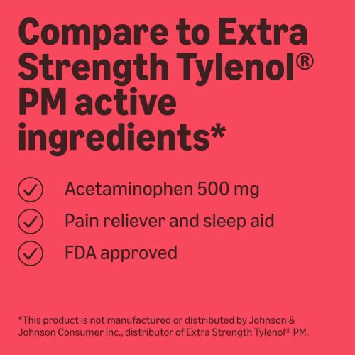 Amazon Basics Acetaminophen PM Caplets, Extra Strength, 100 Count - image 3